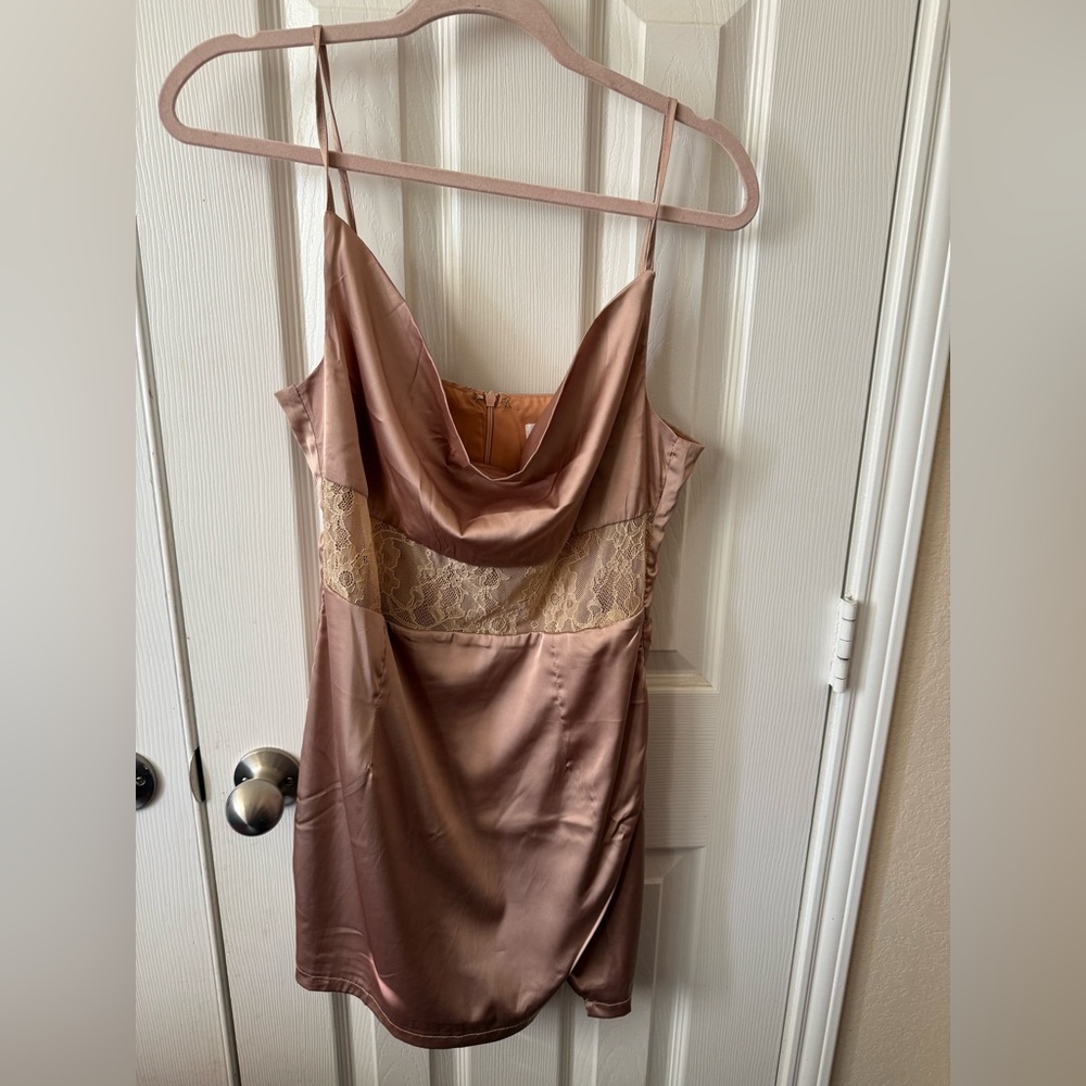 Revolve Superdown Katherine Drape Lace Dress Nude Medium M